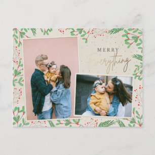 Pine Berries Prettig Alles Meerdere Foto Feestdagenkaart