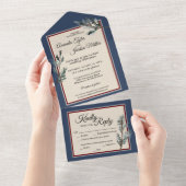 Pine Bleu Mariage D'Hiver Tout En Une Invitation (Déchirure)