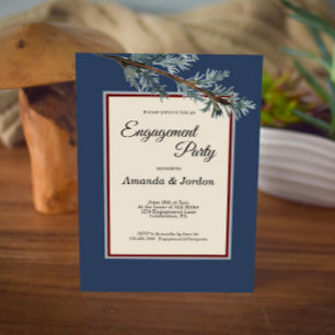 Pine Blue Winter Engagement Party Kaart
