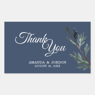 Pine Blue Winter Weddenschap Bedankt Rechthoekige Sticker