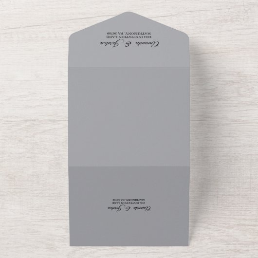 Pine Blue Winter Weddenschap in één uitnodiging (Buitenkant)