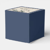 Pine Blue Winter Weddenschap Square Favor Box Bedankdoosjes (Achterkant)