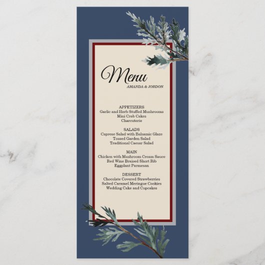 Pine Blue Winter Wedding Menu (Voorkant)