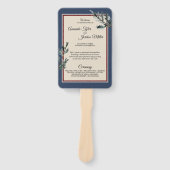 Pine Blue Winter Wedding Programme Hand Fan Handwaaier (Voorkant)