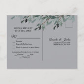 Pine Blue Winter Wedding Réponse Carte postale (Dos)