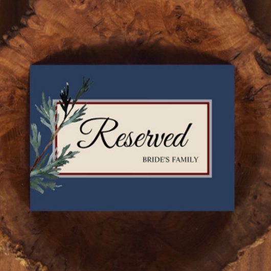 Pine Blue Winter Wedding Reserved Sign