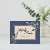 Pine Blue Winter Wedding Response Briefkaart (Staand voorkant)