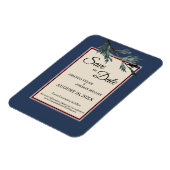 Pine Blue Winter Wedding Save the Date Magnet Magneet (Linkerzijde)
