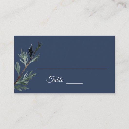 Pine Blue Winter Weduwen Place Card Plaatskaartje (Voorkant)