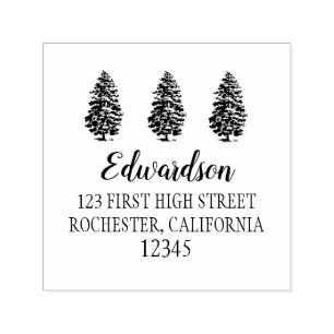 Pine bomen aangepaste retouradressen die zichzelf zelfinktende stempel