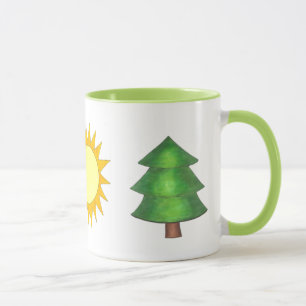 Pine Boom Zonnebergbeklimmende Natuur van het wand Mok