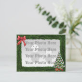 Pine Border Kerstfoto Briefkaart (Staand voorkant)