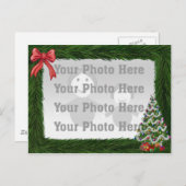 Pine Border Photo de Noël Carte postale (Devant / Derrière)