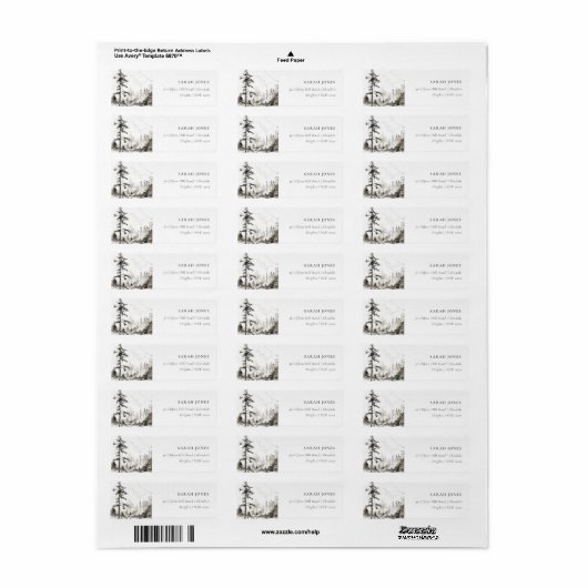 Pine Bossen Berglandschap Schets Adres Etiket (Full Sheet)