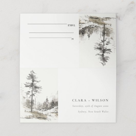 Pine Bossen Berglandschap Schets Bruiloft (Buitenkant ongevouwen)