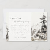 Pine Bossen Berglandschap Schets Bruiloft Bedankkaart (Voorkant)