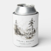 Pine Bossen Berglandschap Schets Bruiloft Blikjeskoeler (Blikje Voorkant)