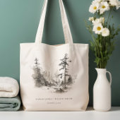 Pine Bossen Berglandschap Schets Bruiloft Tote Bag