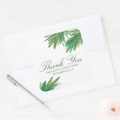 Pine Bossen Waterverf | Bruiloft dank u Vierkante Sticker (Envelop)