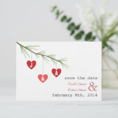 Pine Bough Hearts Valentijn Weddenschap Save the D Date (Staand voorkant)