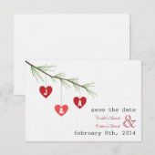 Pine Bough Hearts Valentijn Weddenschap Save the D Date (Voorkant / Achterkant)