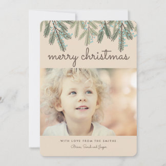 Pine Bough Joyeux Noël Carte photo de vacances