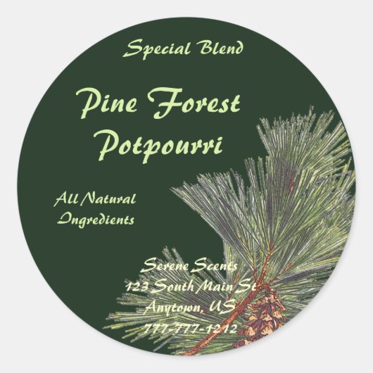 Pine Bough op Forest Green Ronde Sticker (Voorkant)