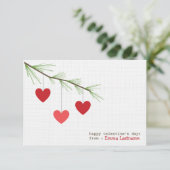 Pine Bough & Red Hearts Carte Saint Valentin (Debout devant)