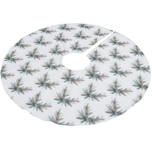 Pine Boughs Dusty Pink Stems Kerstboom Rok (Gekanteld)