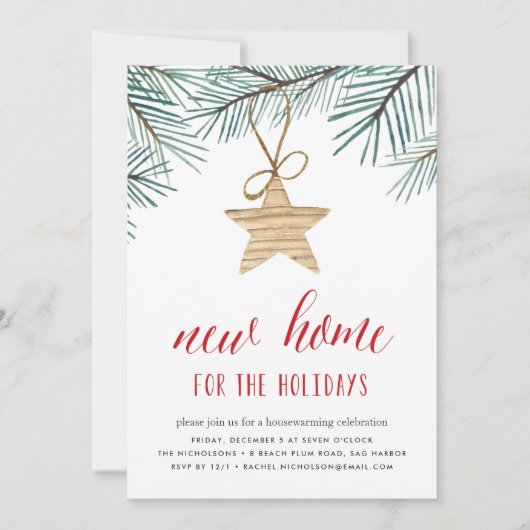 Pine Boughs Holiday Housewarming Party Uitnodiging (Voorkant)