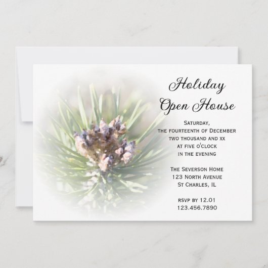 Pine Branch Holiday Open House Party Invitation (Devant)