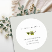 Pine Branch Kerstmis Adres Merrily Getrouwd Ronde Sticker