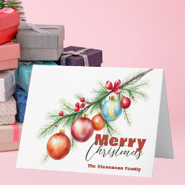 Pine Branch met Elegante Kerstballen Kaart