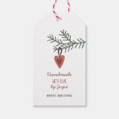 Pine Branch + Ornament - Handgemaakt met Liefde Cadeaulabel (Voorkant)