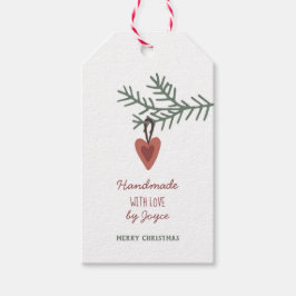 Pine Branch + Ornament - Handgemaakt met Liefde Cadeaulabel