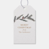 Pine Branch Tartan Gepersonaliseerde Kerstmis Cadeaulabel (Voorkant)