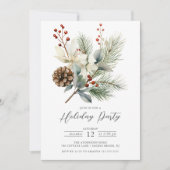 Pine Branch Winter Botanische Vakantie Party Kaart (Voorkant)