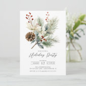 Pine Branch Winter Botanische Vakantie Party Kaart (Staand voorkant)