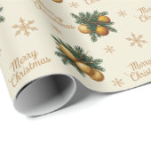 Pine Branches Gold Snowflake Bauble Ornament Cadeaupapier (Rol Hoek)