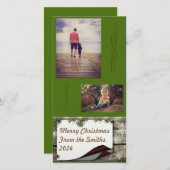 Pine Branches Green Background Kerstmis Feestdagenkaart (Voorkant / Achterkant)