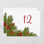 Pine Branches Kerstfeest Tafel Kaart (Voorkant / Achterkant)