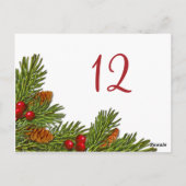 Pine Branches Kerstfeest Tafel Kaart (Achterkant)
