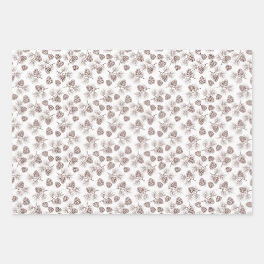 Pine Branches Pine Cone Rustic Inpakpapier Vel (Voorkant 2)