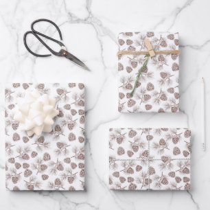 Pine Branches Pine Cone Rustic Inpakpapier Vel