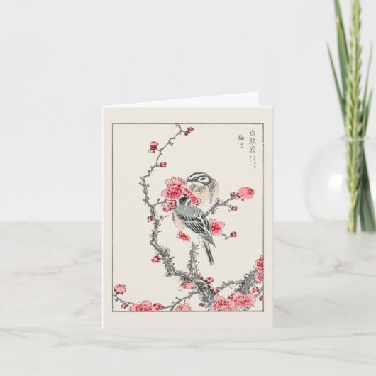 Pine Bunting en Plum Tree - traditioneel Japans Kaart (Voorkant)