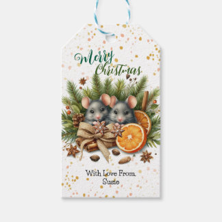 Pine Burlap and Holiday Mice Christmas  Cadeaulabel