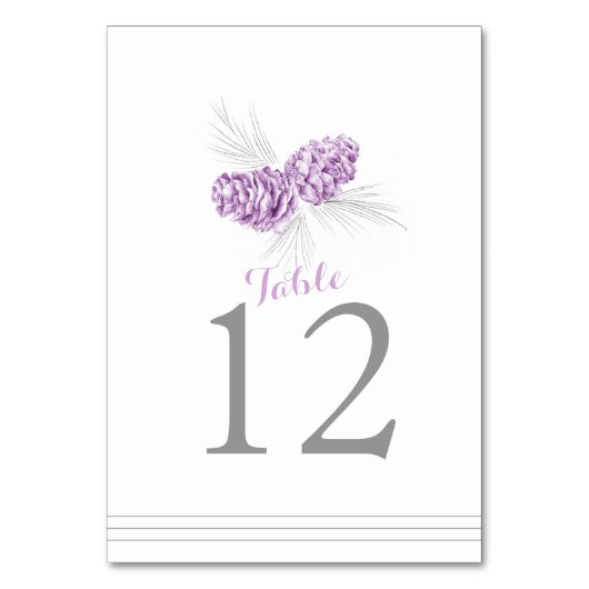 Pine cône art violet blanc mariage numéro de table (Dos)