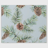 Pine Cone/Blue Pattern Cadeaupapier (Vlak)