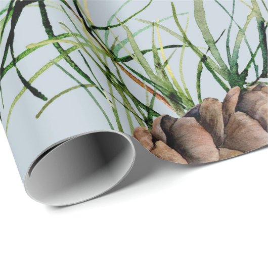 Pine Cone/Blue Pattern Cadeaupapier (Rol Hoek)