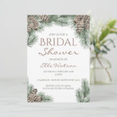 Pine Cone Bridal Shower Invitation, Winter Weddens Kaart (Staand voorkant)